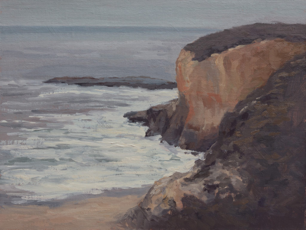<strong>Shark Fin Cove - 9x12"</strong><br>
Oil on Panel - Available - $400