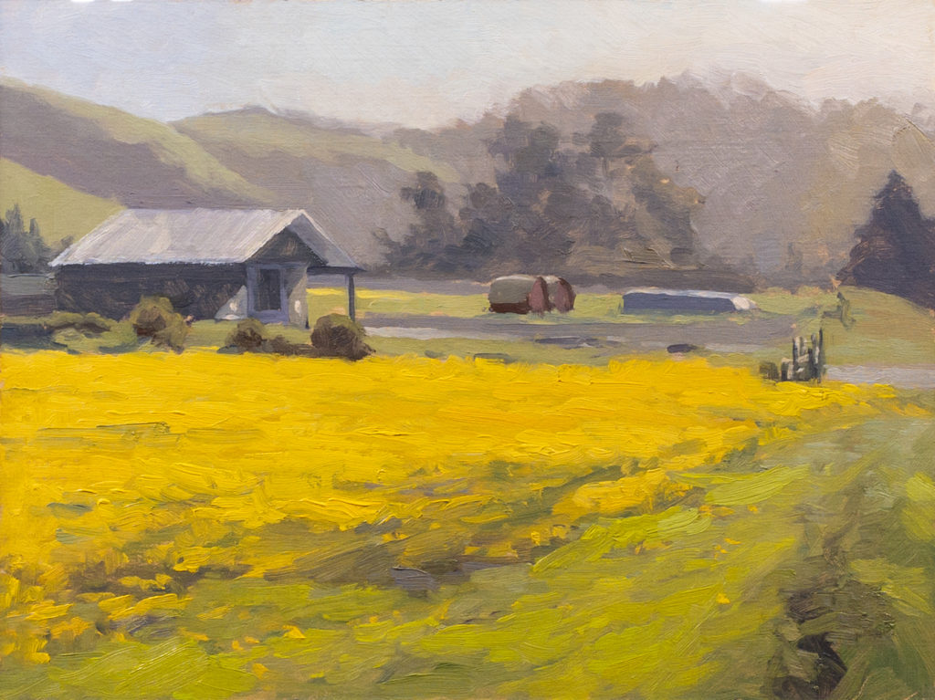 <strong>Mustard Fields 9x12&quot;</strong><br>Oil on Panel - <strong><font color="red">SOLD</font></strong>